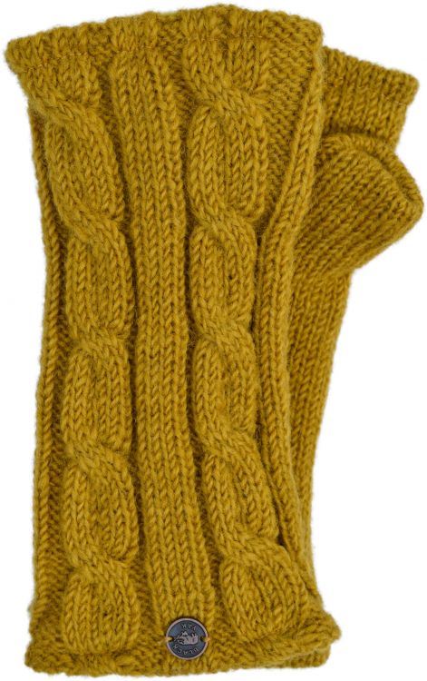 Fleece lined wristwarmer - cable - Mustard