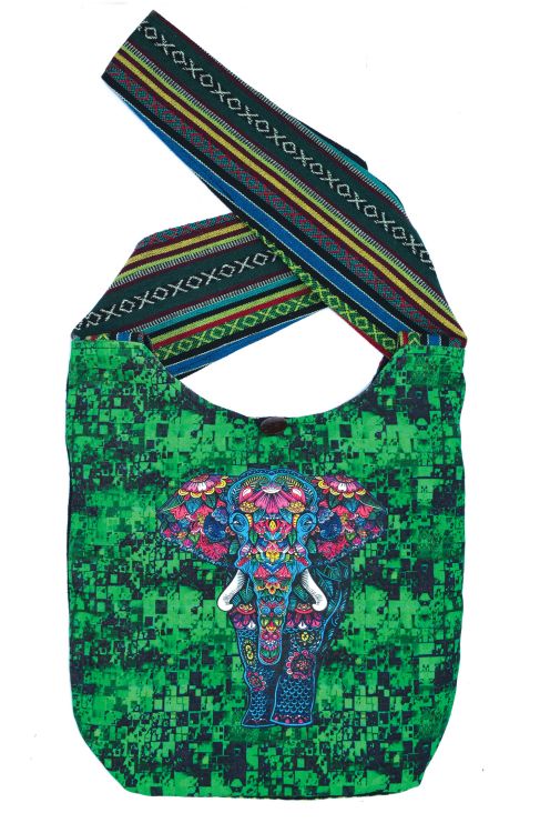 Large Elephant Print Beach Bag - Green