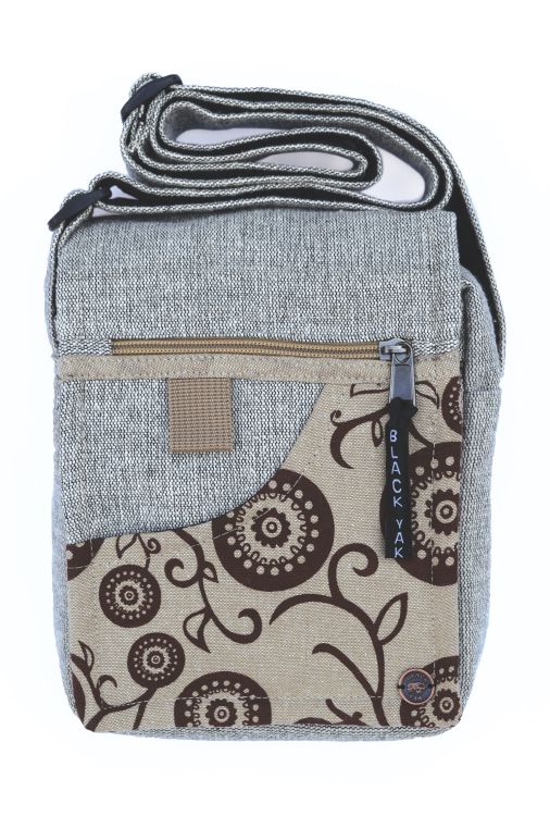 Small Printed Cotton Bag - Cream/Brown