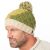 Pure Wool Hand knit - lattice step bobble hat - Greens/cream