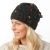 Half fleece lined - pure wool - french knot beanie - Charcoal/rainbow