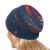 Pure Wool Hand knit - solar tick baggy beanie - dark denim/rainbow