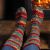 Pure wool - hand knit socks - Electric stripes - red