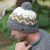 Pure Wool Hand knit - Turn Up Diamonds Bobble Hat - Mustard