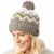 Pure Wool Hand knit - Turn Up Diamonds Bobble Hat - Moss Green