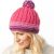 Pure Wool Hand knit - Rib Line Bobble Hat - Pink