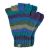 Pure wool - stripe - fingerless gloves - green blue