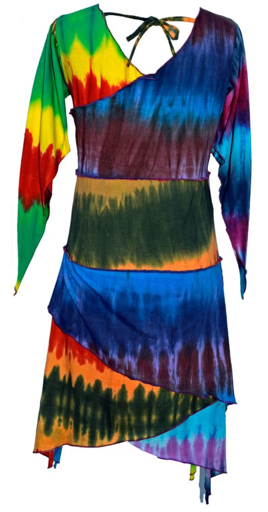 Stretch fit patchwork dress rainbow Black Yak