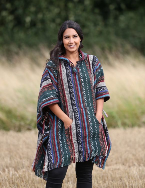 Short - brushed gheri cotton - poncho - green