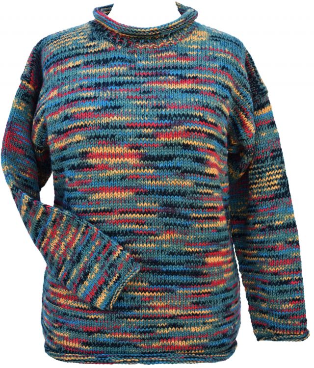 Pure wool - hand knit jumper - Berry electric | Black Yak