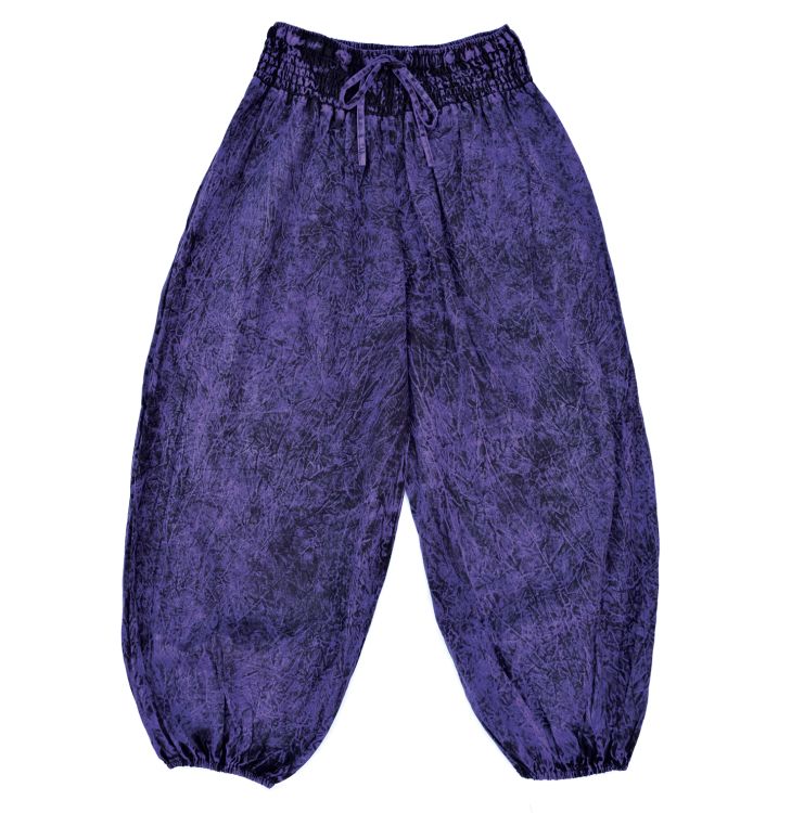 Stonewashed Wide - Harem Trousers - Purple