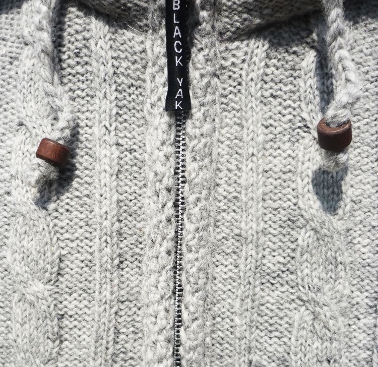 Fleece lined - detachable hood - jacket - half cable - Pale Grey ...