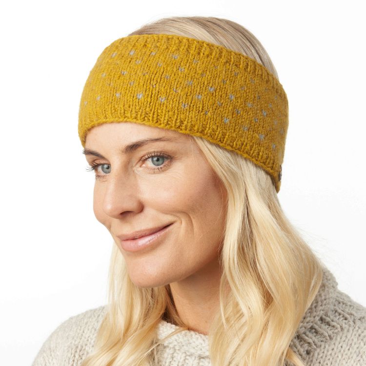 NAYA - pure wool fleece lined - tick headband - mustard/ice blue