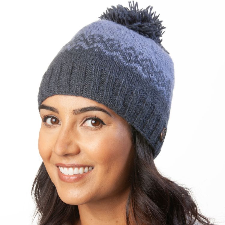 Naya Pure Wool - Dot Diamond bobble hat - Lavender Grey