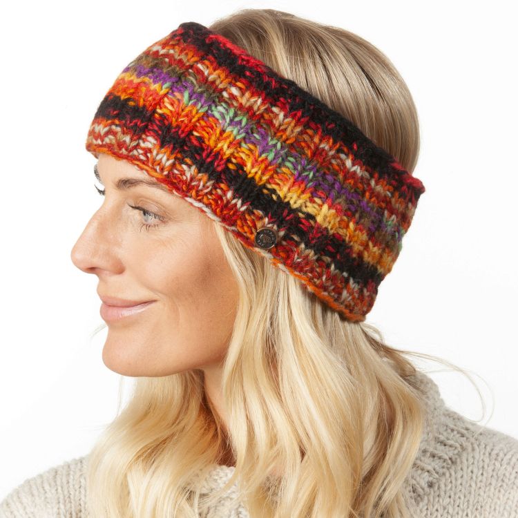 Pure Wool - Electric Stripe Headband - Orange