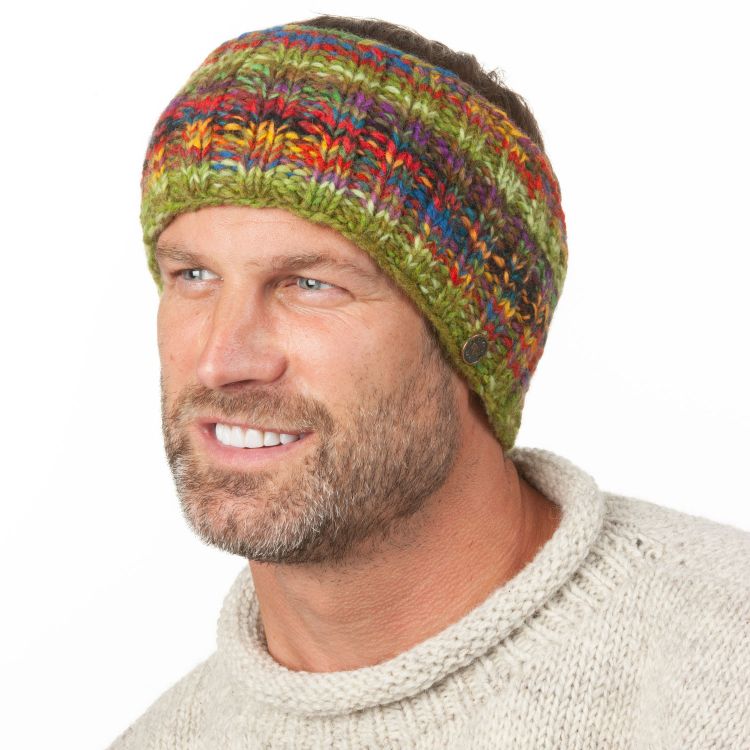 Pure Wool - Electric Stripe Headband - Green