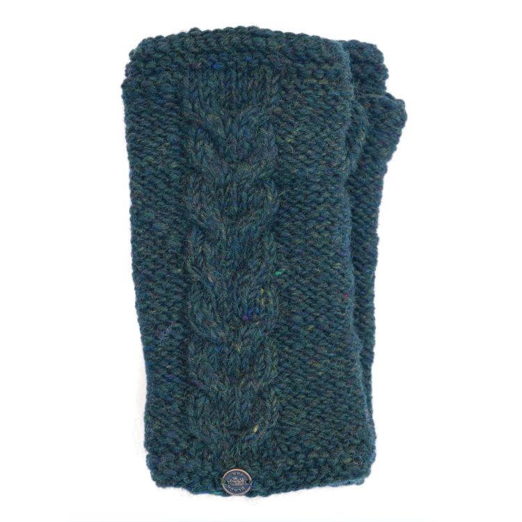 Hand Knit - Rope Cable Wristwarmer - Pine Heather