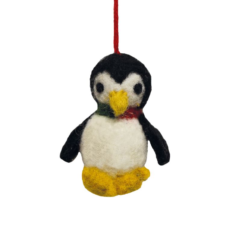 Handmade Christmas - Wool Felt Hanging Decoration - Penguin