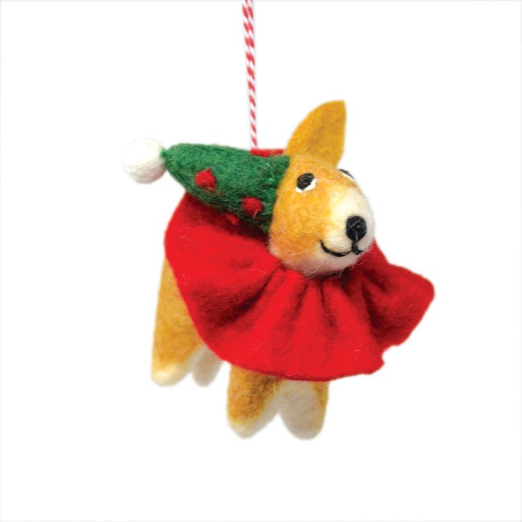 Handmade Christmas - Wool Felt Hanging Decoration - Party Dog