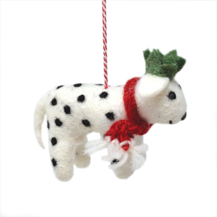 Handmade Christmas - Wool Felt Hanging Decoration - Dalmation Dog