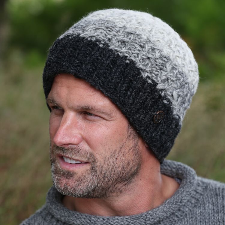 sherpa fleece - cable beanie - grey