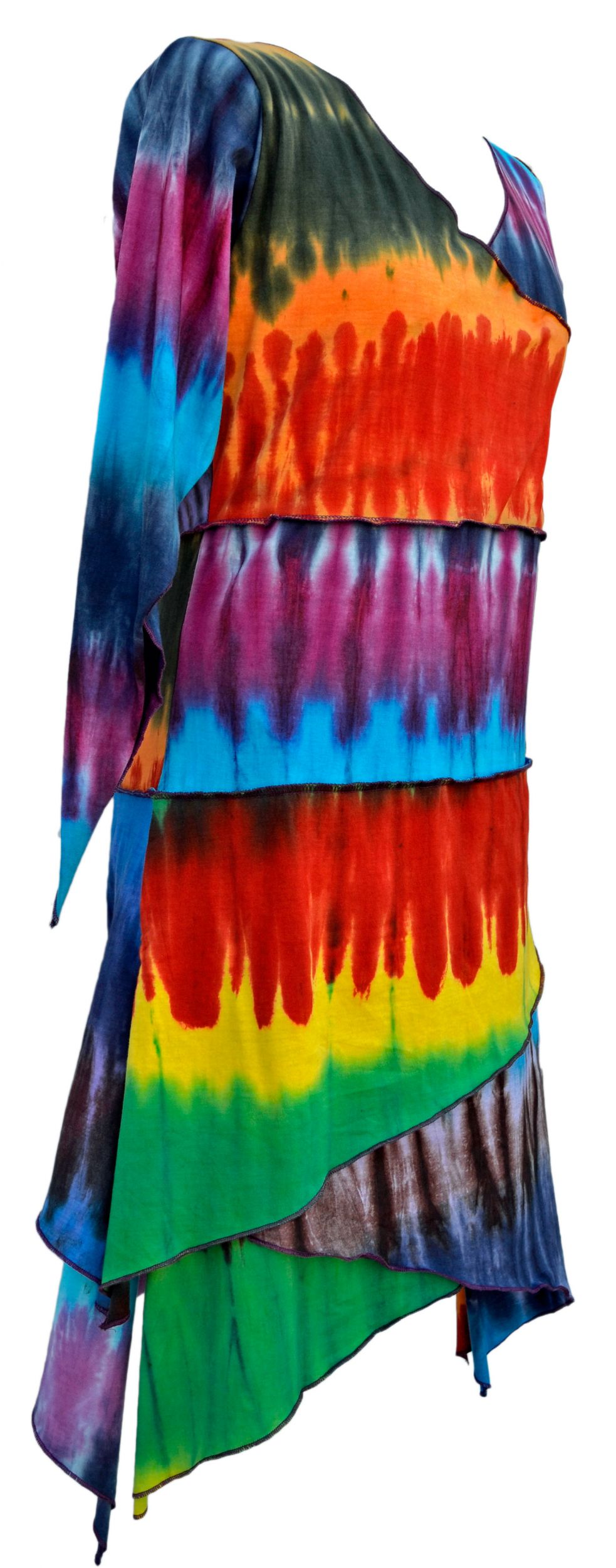 Stretch fit patchwork dress rainbow Black Yak